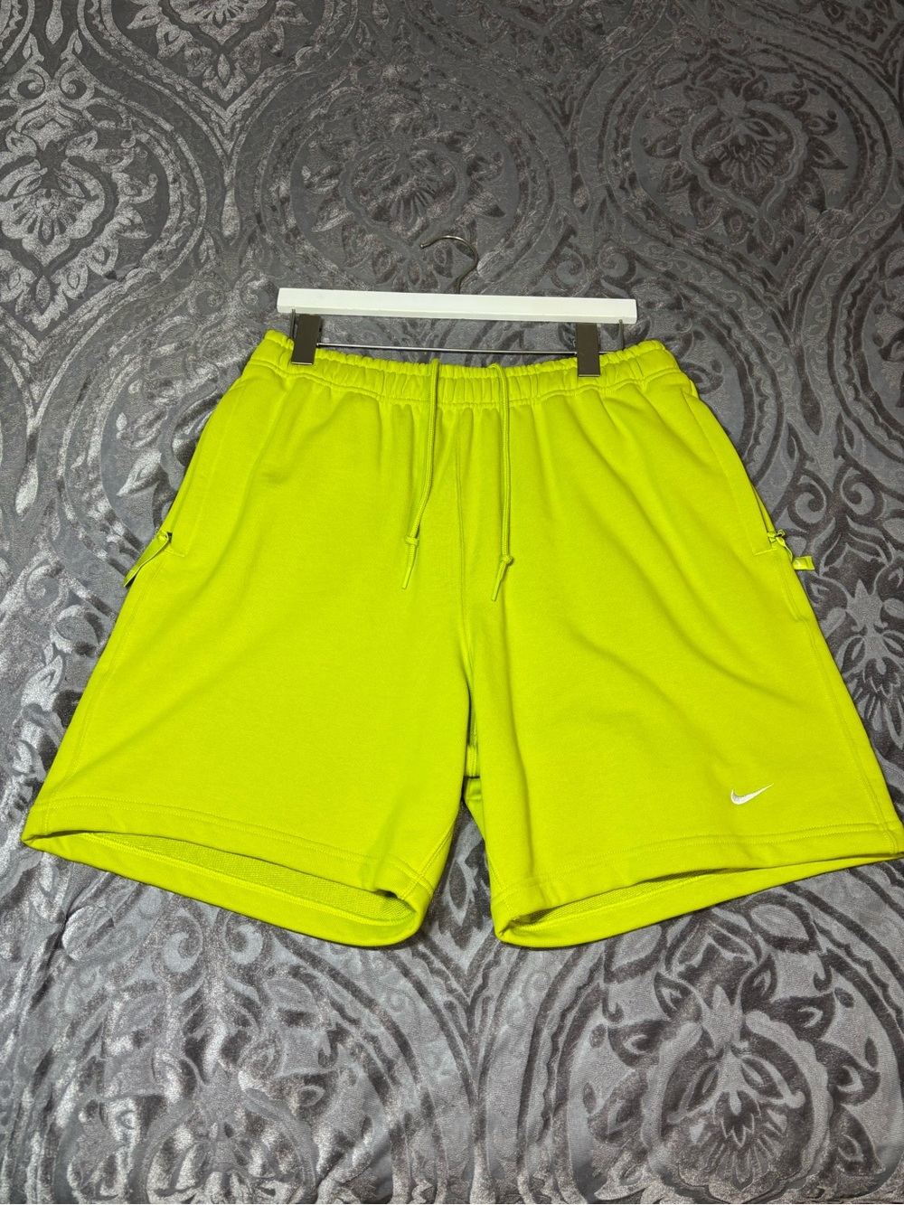 NWT New NikeLab Men Medium Solo Swoosh French Terry Shorts Green Cotton Heavy
